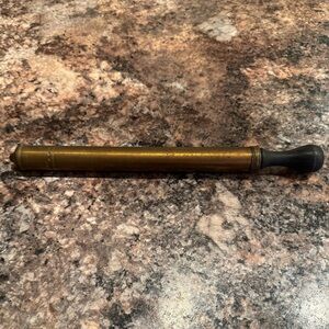 ANTIQUE BRASS PUMP WITH WOODEN HANDLE